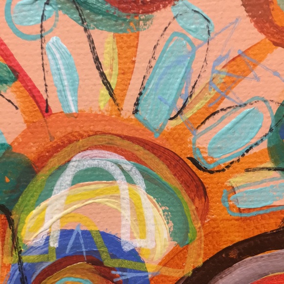 Playful mini 5x7 abstract in retro boho tones - Picture 3 of 4